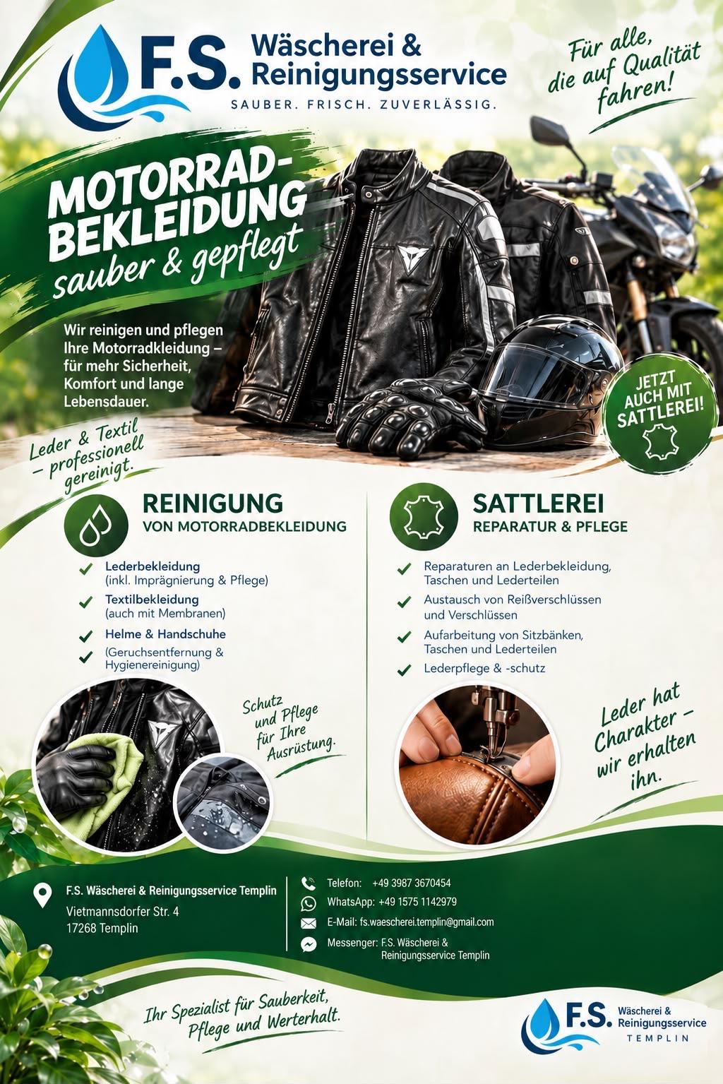 Motorradbekleidung & Sattlerarbeiten in Templin